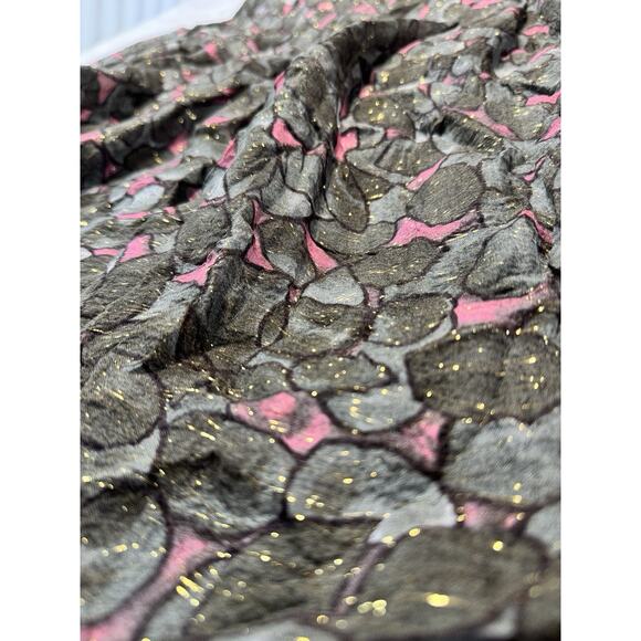 Shin Choi Silk Blend Sparkle Leaf Skirt In Autumn Brown And Pink Size 10 - Picture 2 of 5